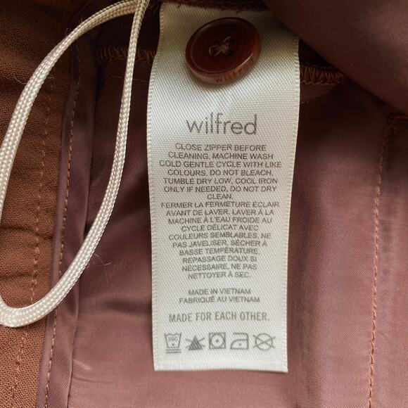 Aritzia Wilfred Dashwood Pant Crepette High Rise Pleated Cuffed Trousers Brown 8 - Picture 8 of 9